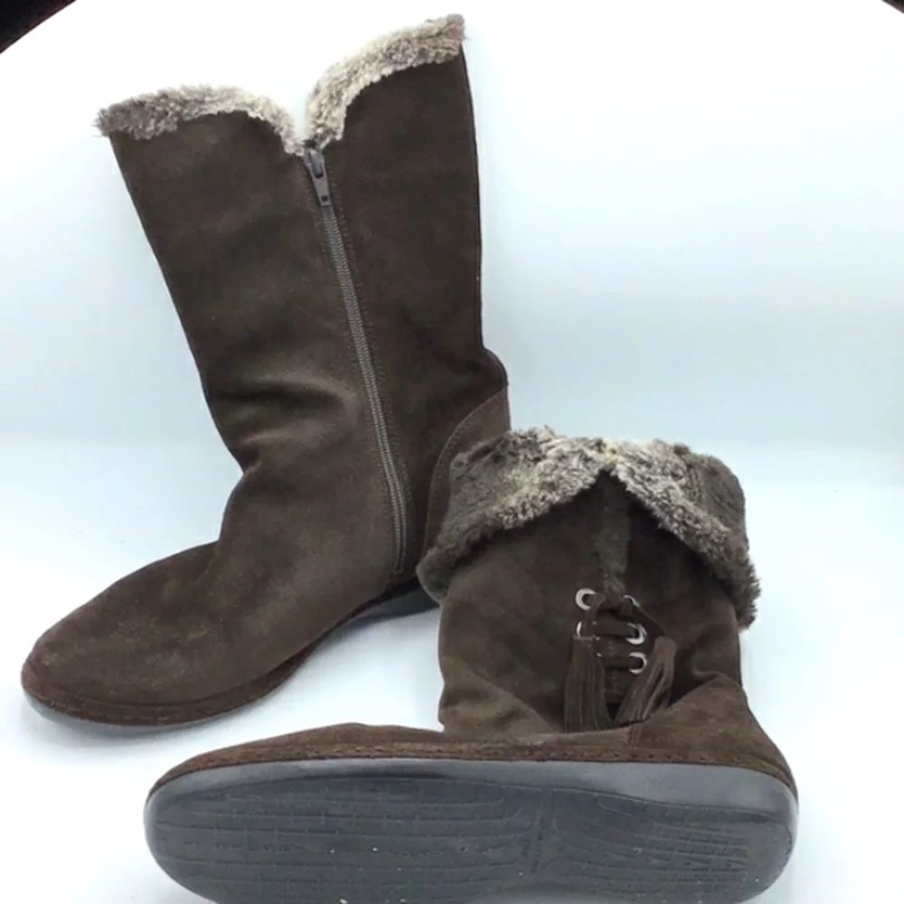 Stewart Weitzman Furlure Brown Sport Suede Shearling Boots Size 9 M